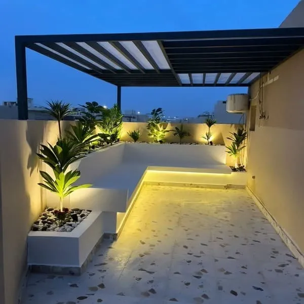 مظلات جلسات حدائق حديد ومظلة جلسة خارجية في ابها