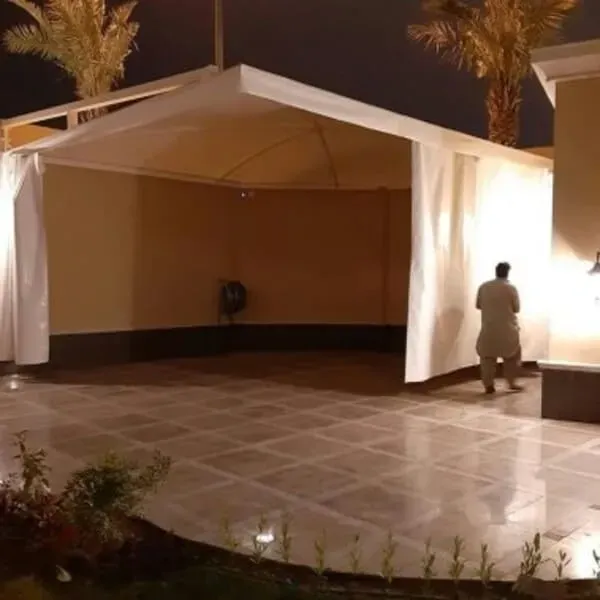 تفصيل قماش المظلات في بشة والنماص